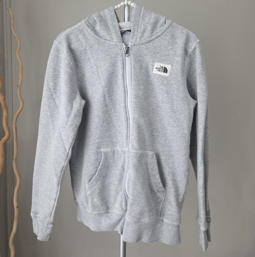 The North Face Youth /junior Gray Hoodie Jacket Sz.L(14-16) full zip. (H4H5)